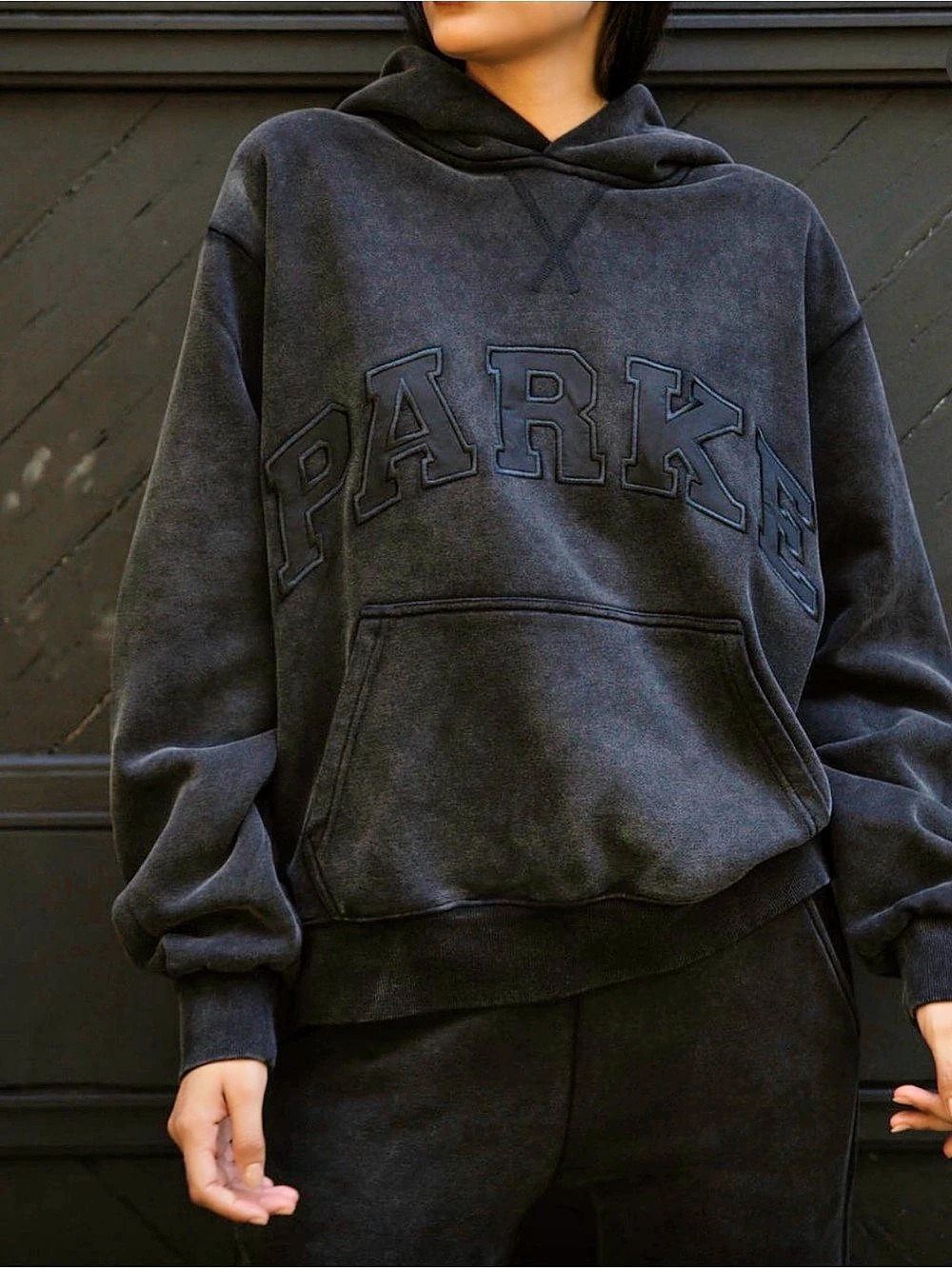 NEW IN BAG PARKE RARE HALLOWEEN Hoodie in acid wash black l/xl